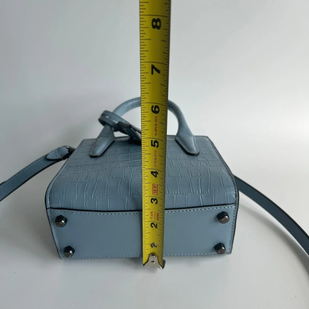 Coach Andrea Mini Carryall Blue Croc Embossed Leather Satchel Excellent